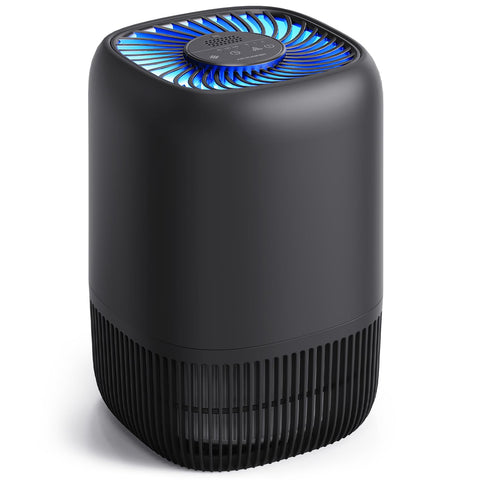 VOOPNU air purifier in a bedroom with a compact design for easy placement.