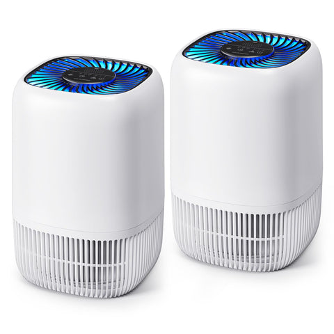 VOOPNU DH-JH12 white front view, compact desktop purifier for small rooms.