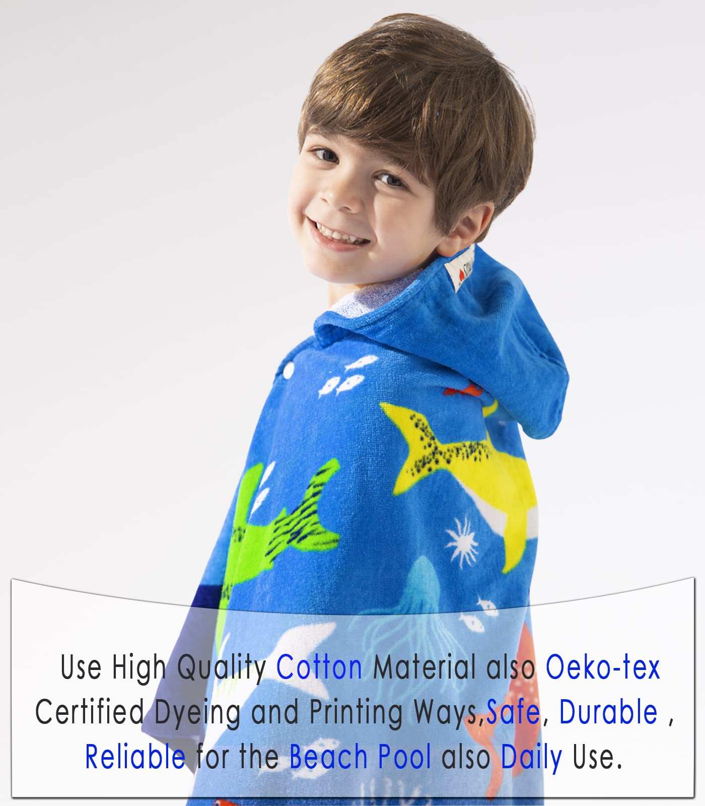 VOOVA & MOVAS toddler hooded towel large 50x30 inches; absorbs water quickly after baths