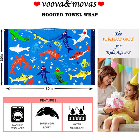 VOOVA & MOVAS ocean-themed hooded towel for bath, beach, or pool use