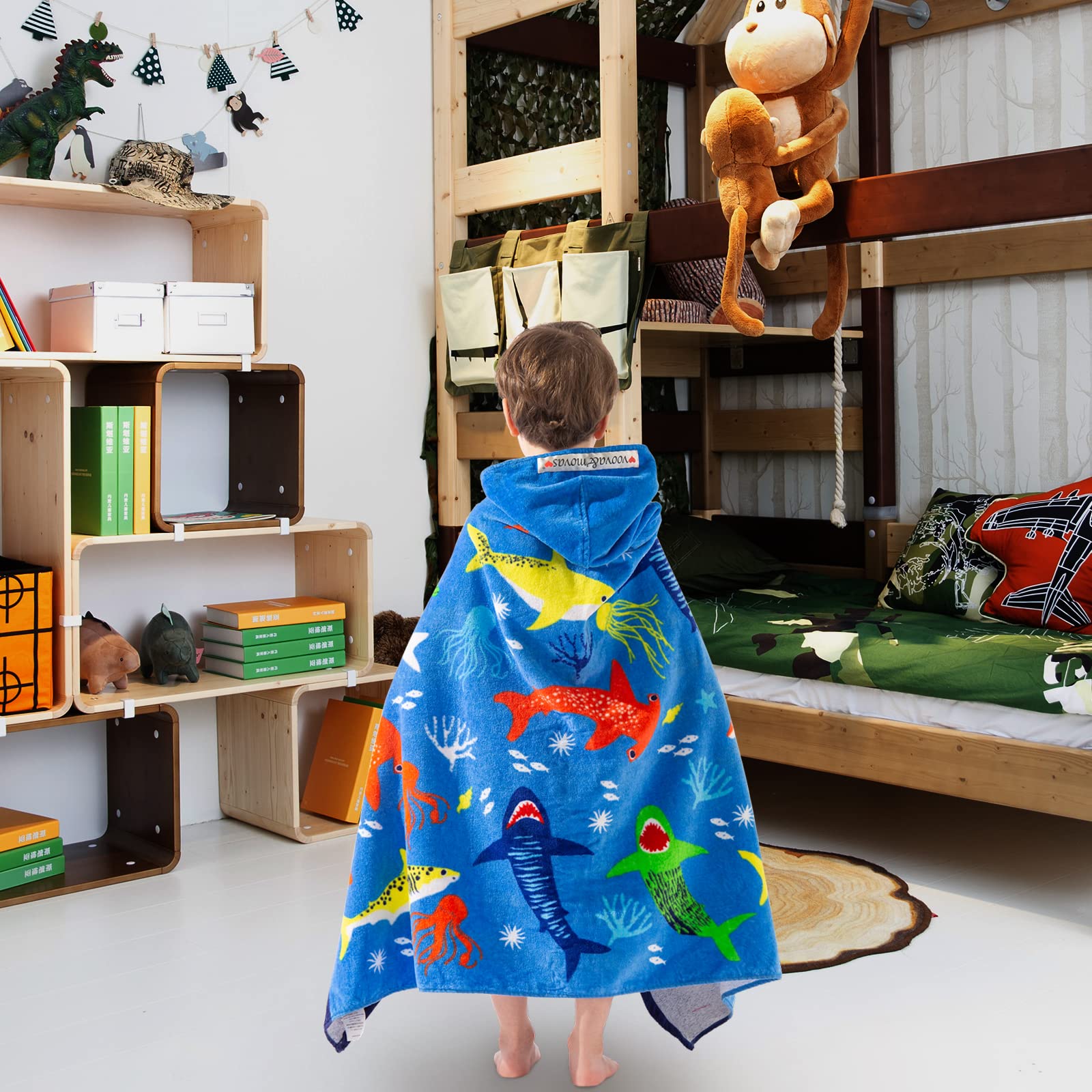 VOOVA & MOVAS cotton hooded towel; soft and quick-drying after washing