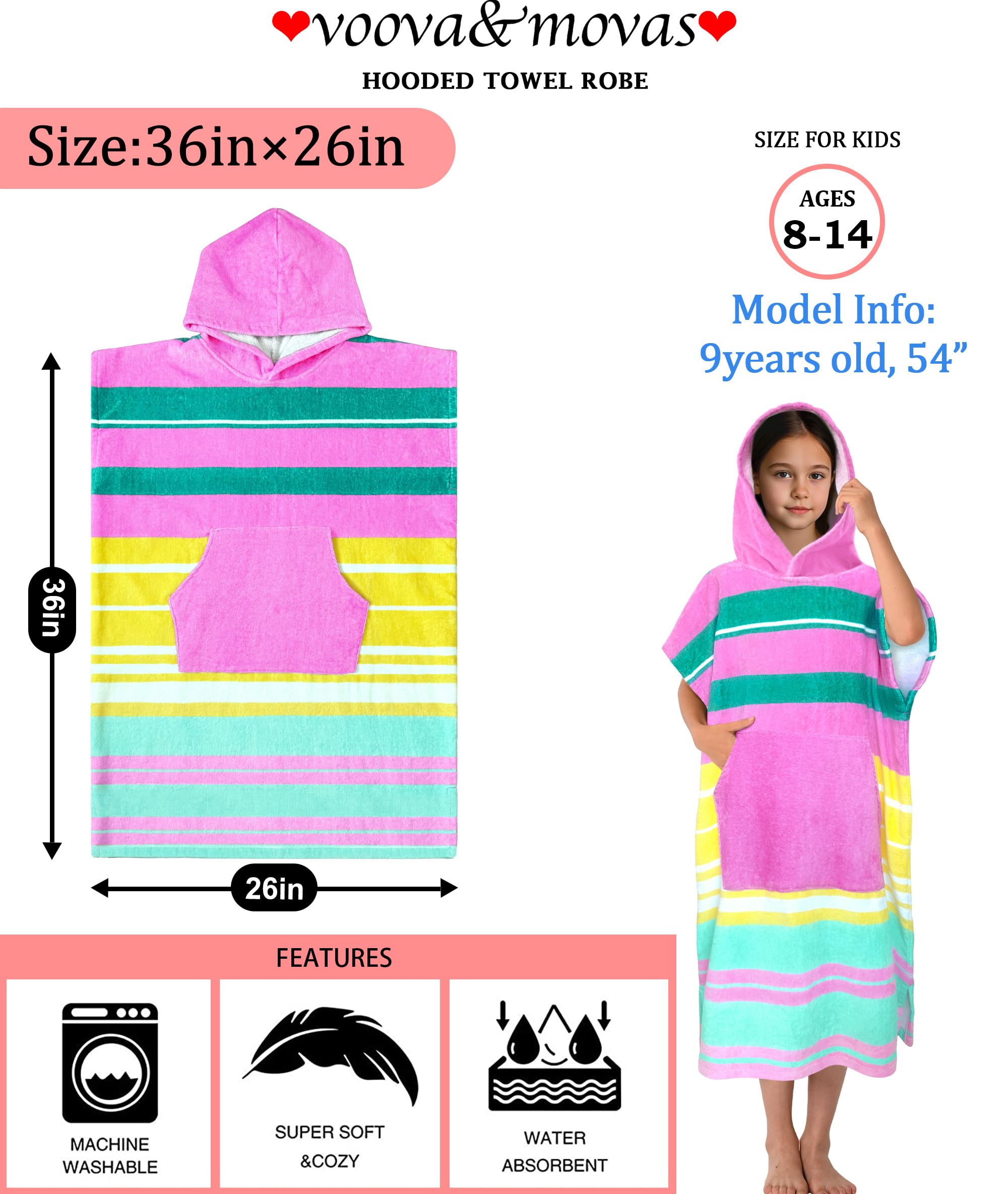 VOOVA & MOVAS hooded towel robe with side pocket for small items after swimming