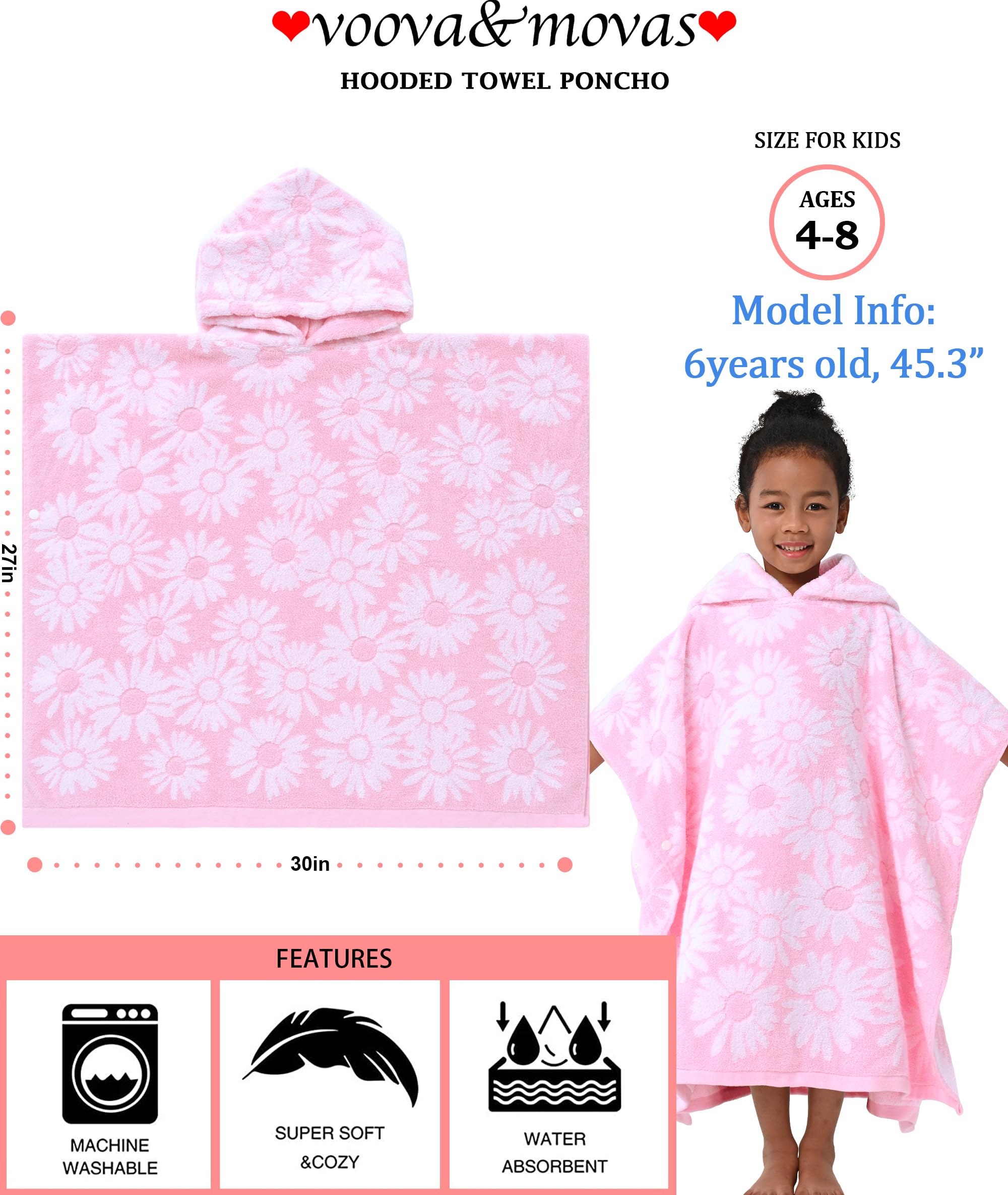VOOVA & MOVAS kids hooded towel poncho ready for pool time and swimming.