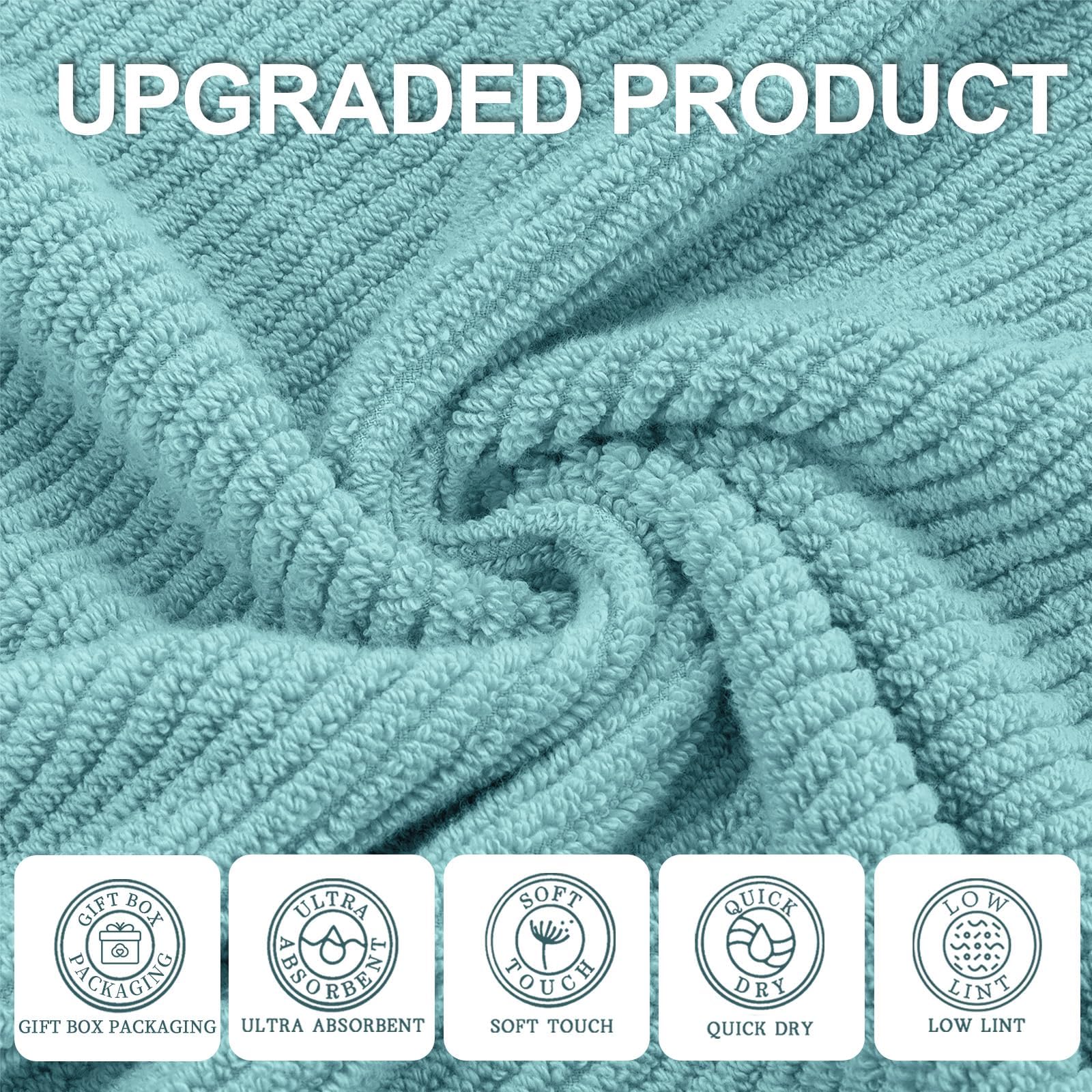 Close-up of plush 100 percent cotton loops showing quick absorption.