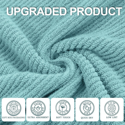 Close-up of plush 100 percent cotton loops showing quick absorption.