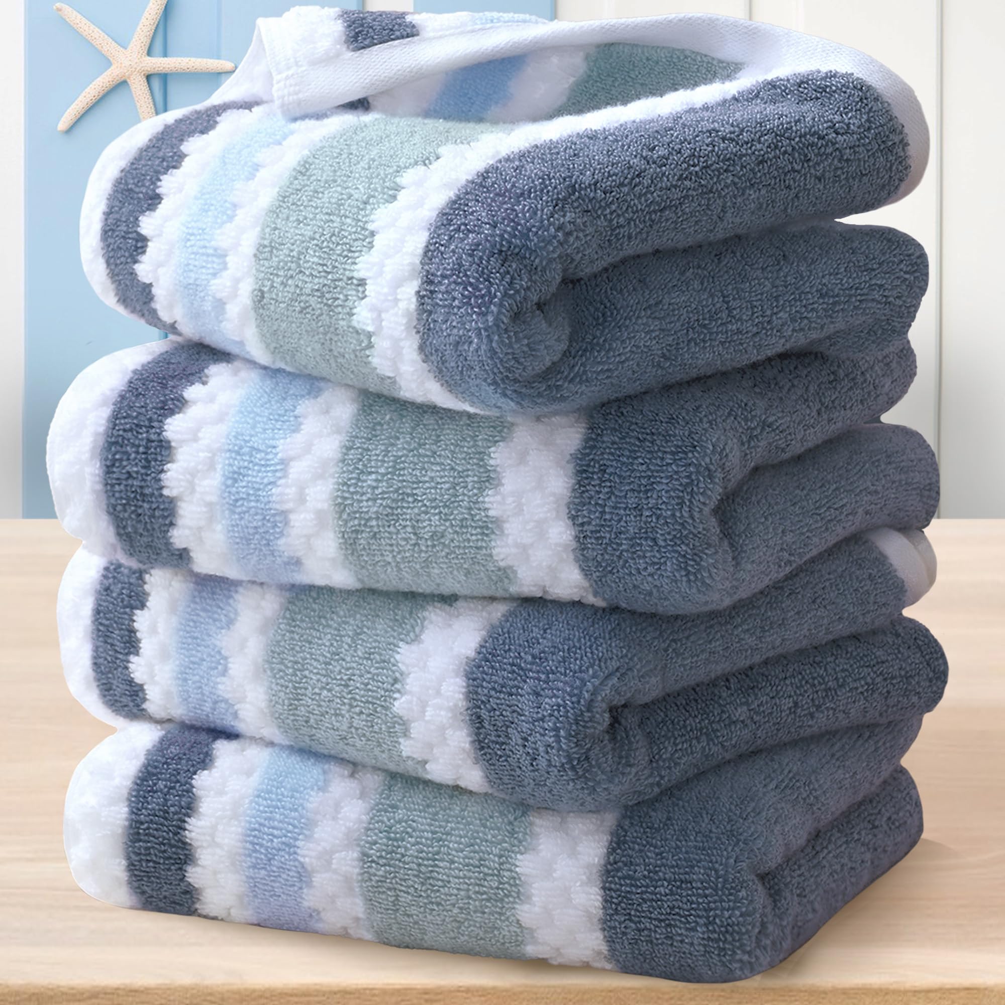 VOOVA & MOVAS waffle towels 4pc set on a bathroom rack, soft and absorbent.