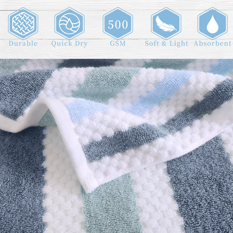 Close-up of quick-dry waffle texture, VOOVA & MOVAS towels ready for busy mornings.
