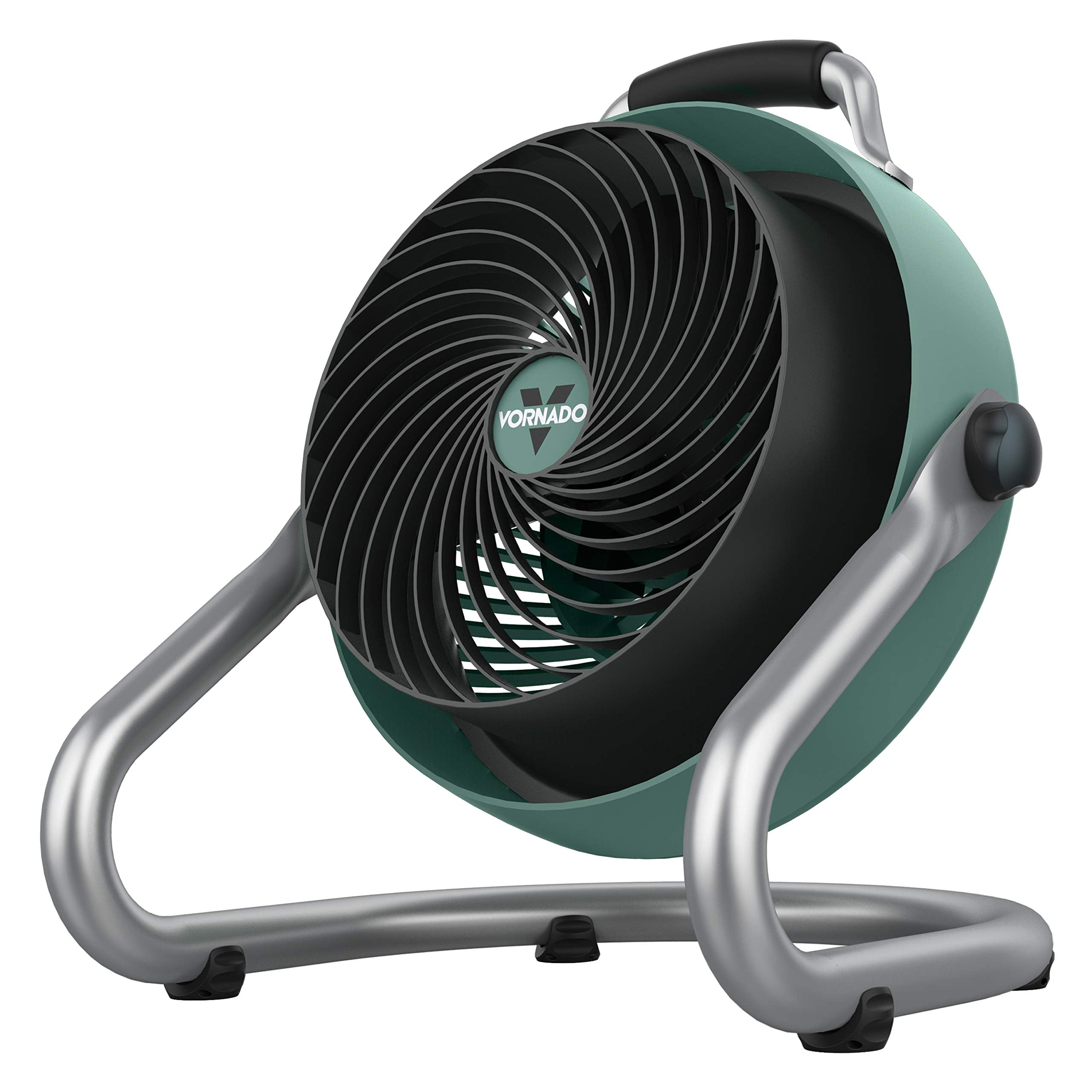 Vornado 293 heavy-duty shop fan with pivoting head directs airflow for workshops and garages.