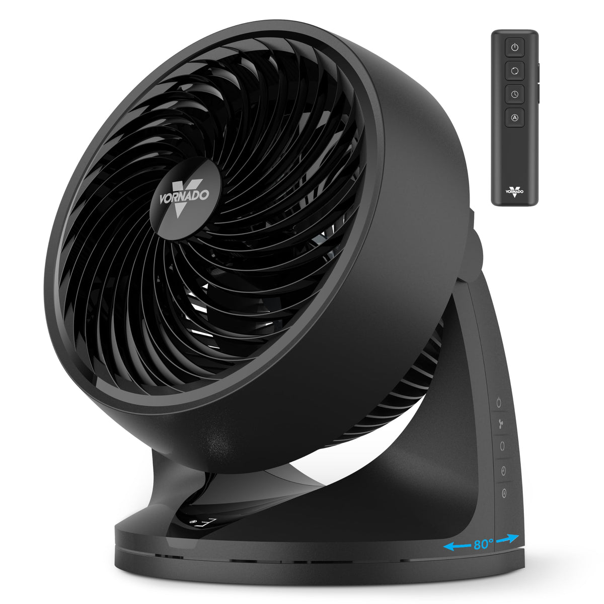 Vornado 753 OSC demonstrates whole-room airflow for even cooling in a living room.