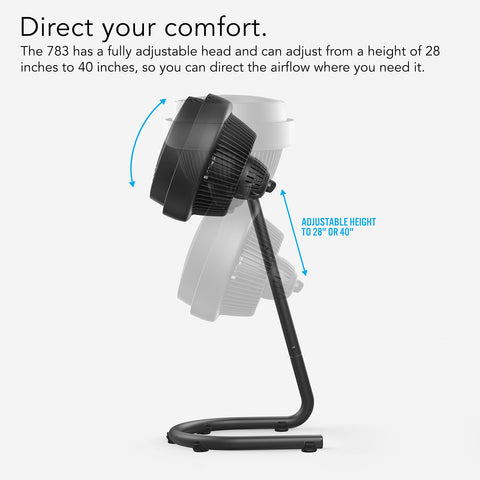 Vornado 783 vortex action supports broad, even room air circulation