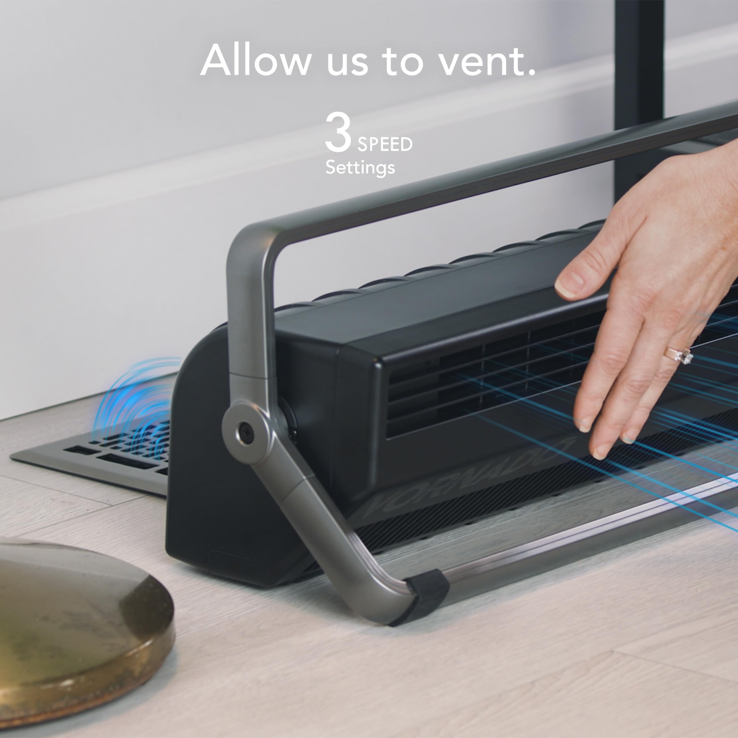 Vornado BXR tilts upward to push cool air toward the ceiling.