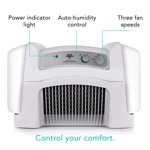 Vornado Evap40 adjustable humidistat panel for precise comfort control.
