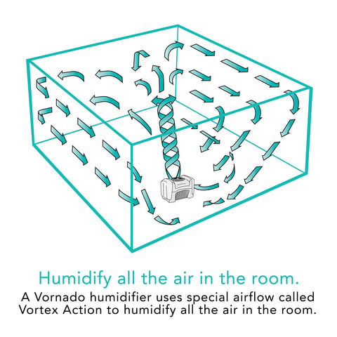 Vornado Evap40 large-capacity tanks delivering extended moisture output.
