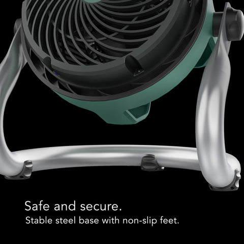 Vornado EXO51 sturdy base keeps stable airflow on uneven garage floors