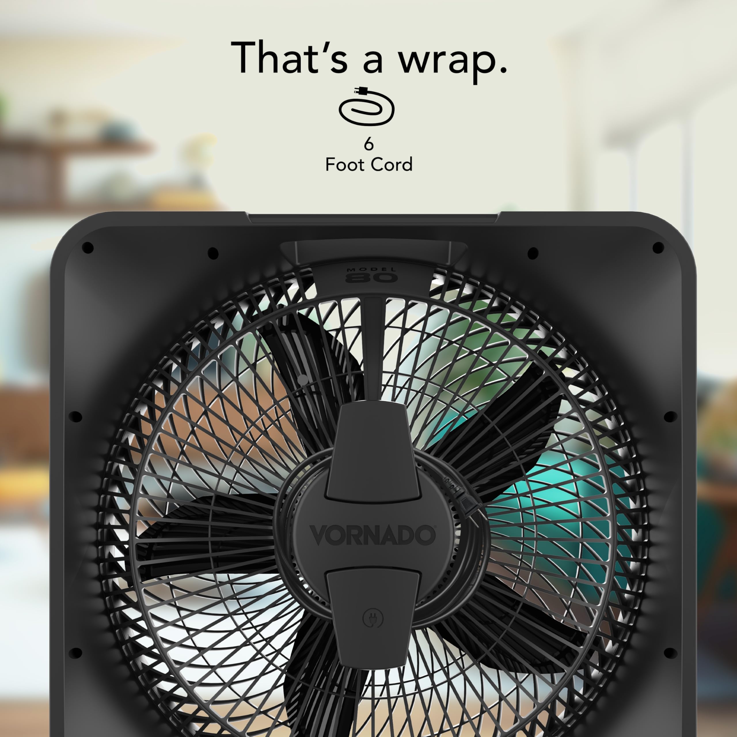 Vornado Model 80 includes cord storage for tidy setup.
