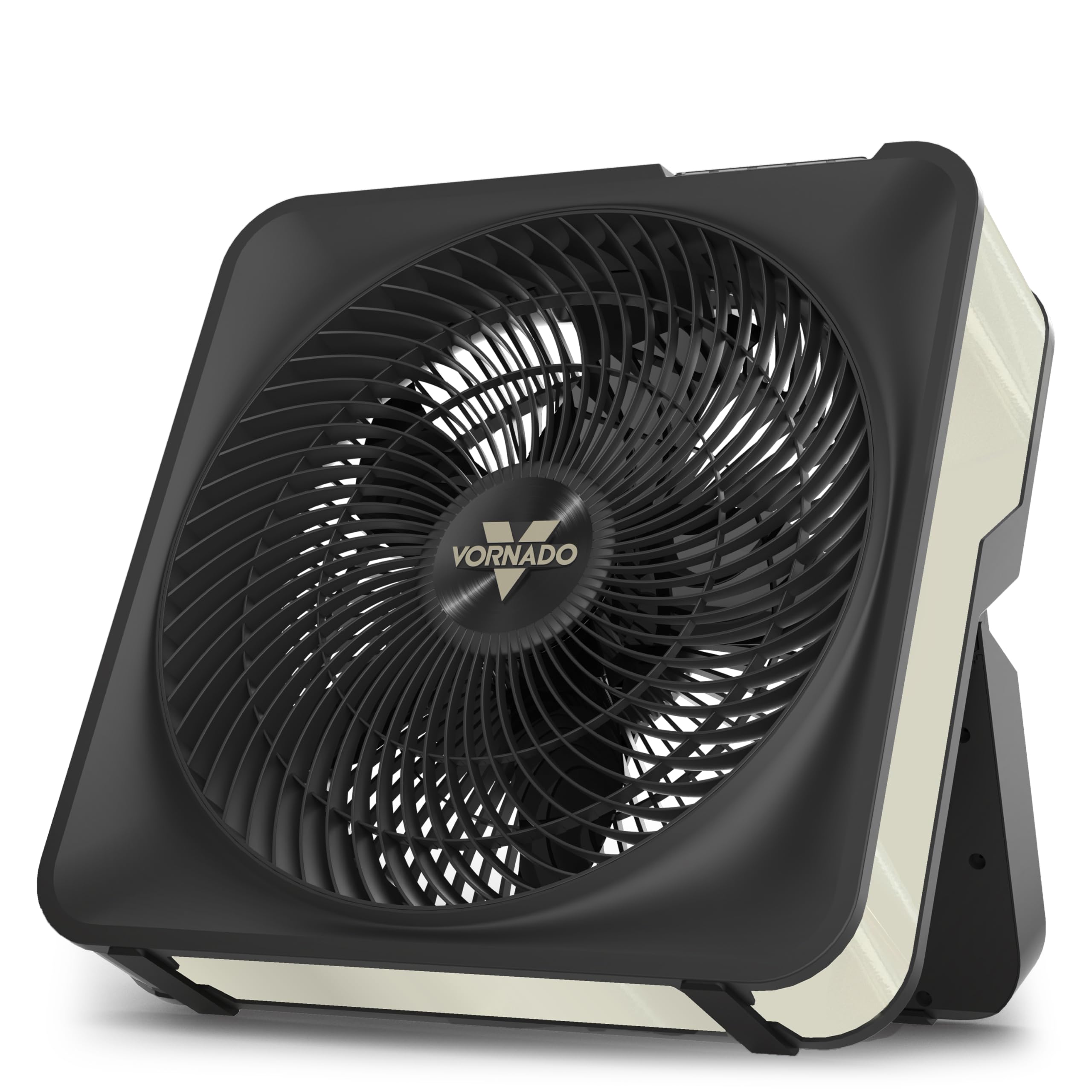 Vornado Model 80X kick stand enables vertical airflow for targeted cooling.