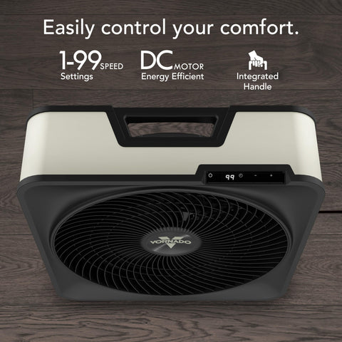 Vornado Model 80X variable-speed control for quiet to powerful cooling.