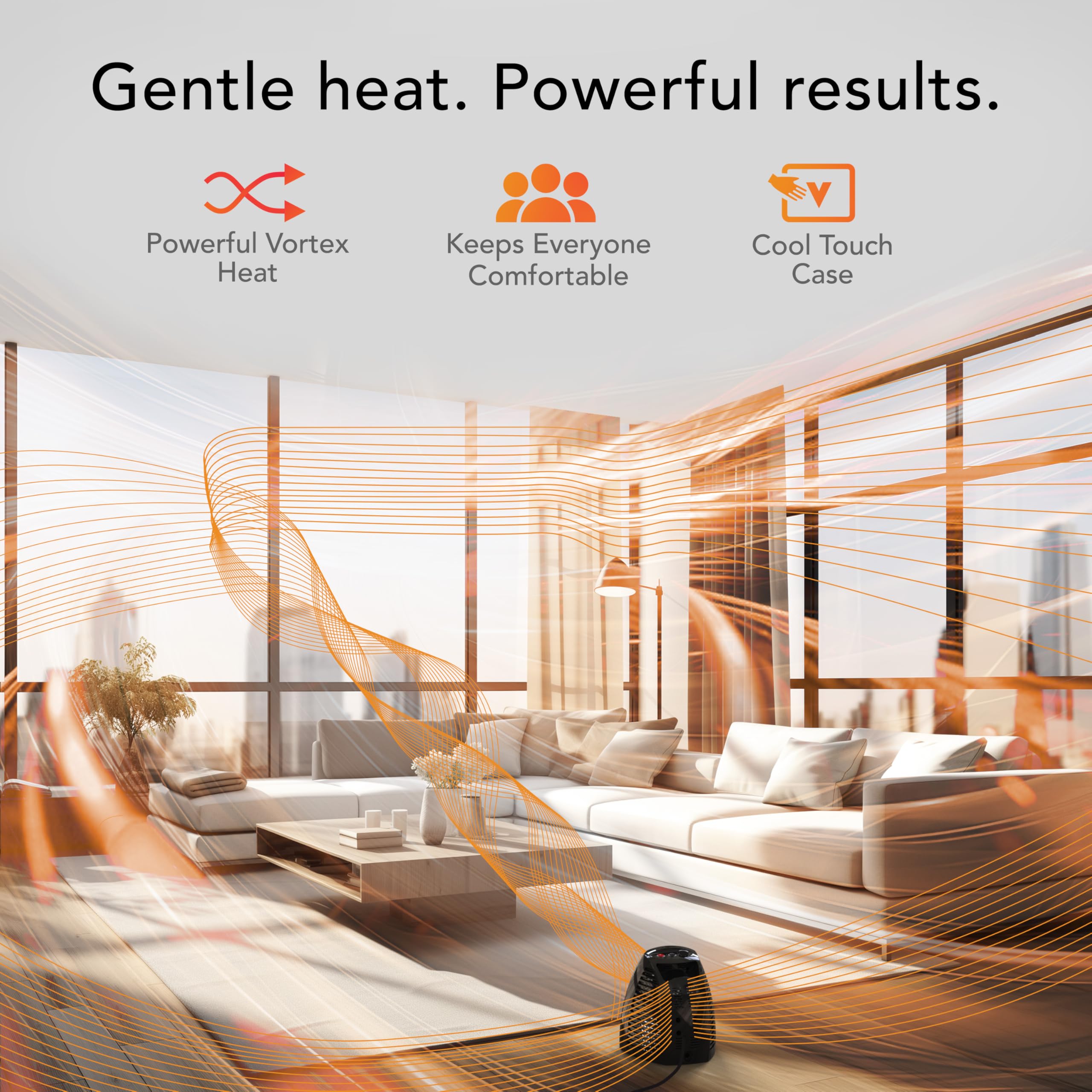 Vornado MVH 2025 control panel with dial for precise temperature settings.