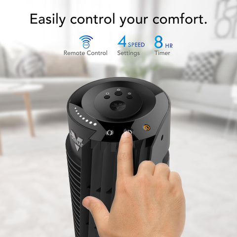 Vornado OSC84 timer display illustrating the 8 hour energy saving option