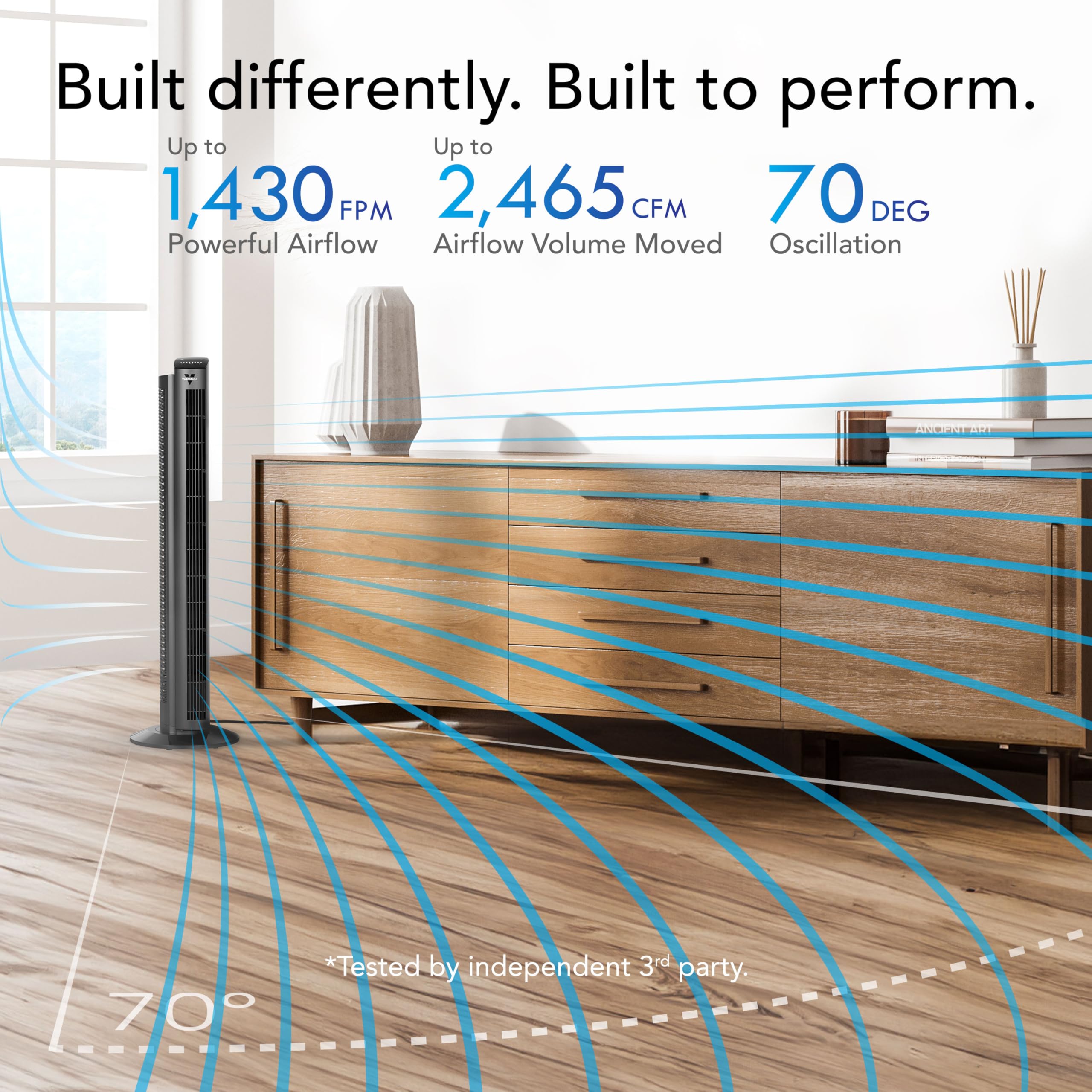 Vornado OZI42 side profile showing slim design saving floor space.