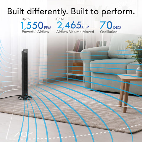 Vornado OZI42DC tower fan timer feature for programmable, energy-conscious comfort.