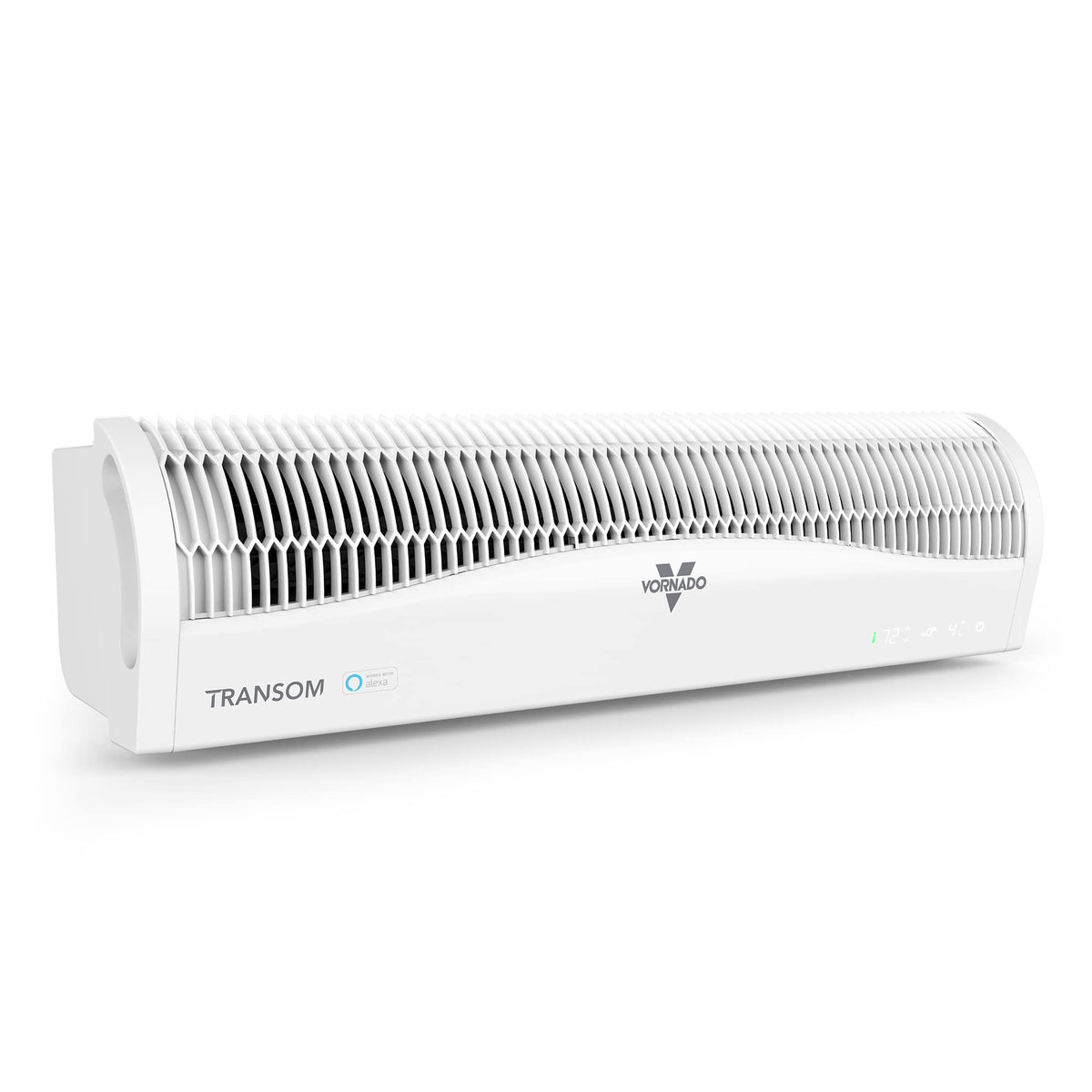 Vornado Transom AE window fan drawing fresh outside air for improved ventilation.
