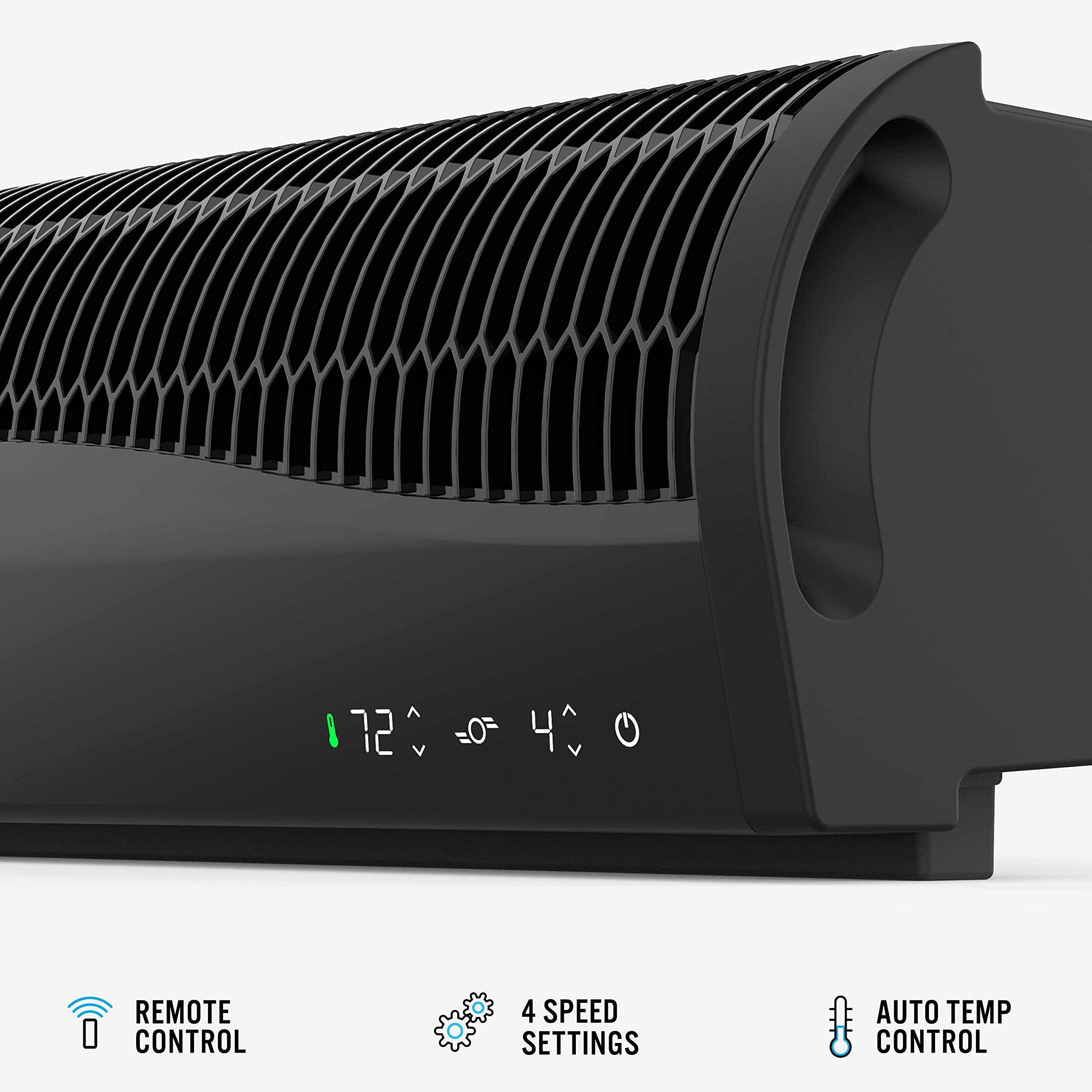 Vornado TRANSOM four-speed settings for personalized comfort and airflow.