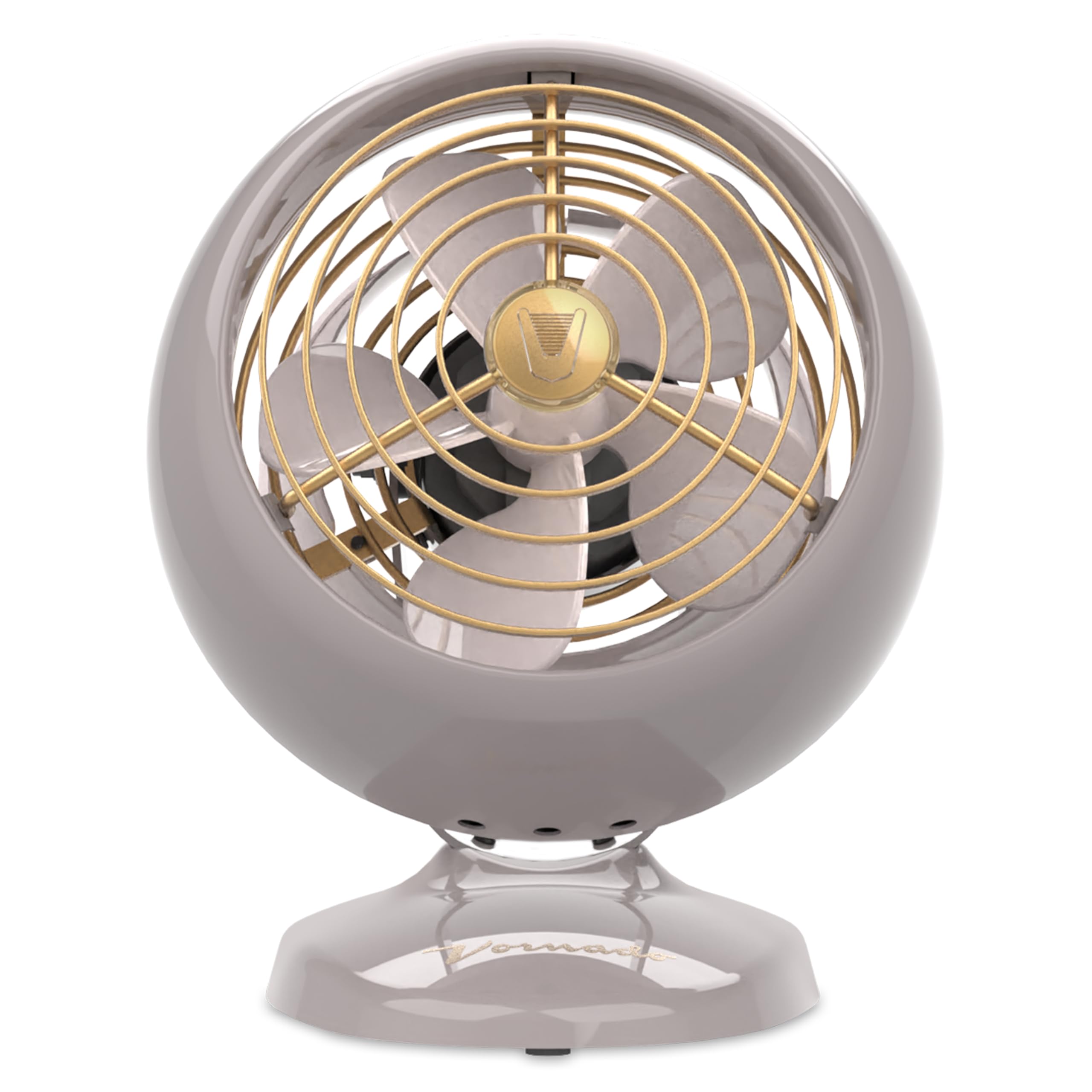 Vornado VFAN Mini Classic driftwood top view emphasizing vintage metal finish