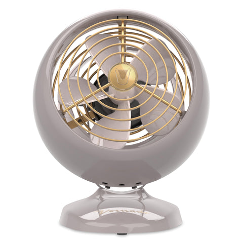 Vornado VFAN Mini Classic driftwood top view emphasizing vintage metal finish