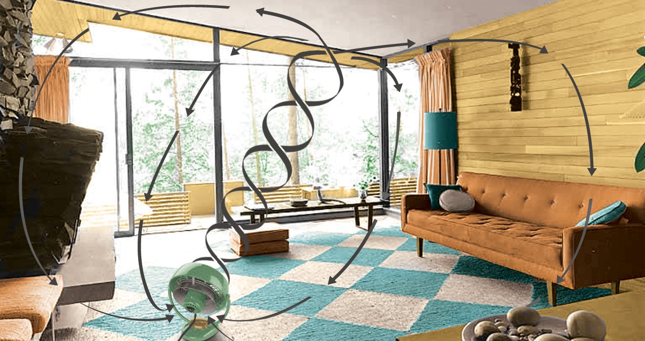 Vornado VFAN Sr. green in-room decor blends retro styling with performance.