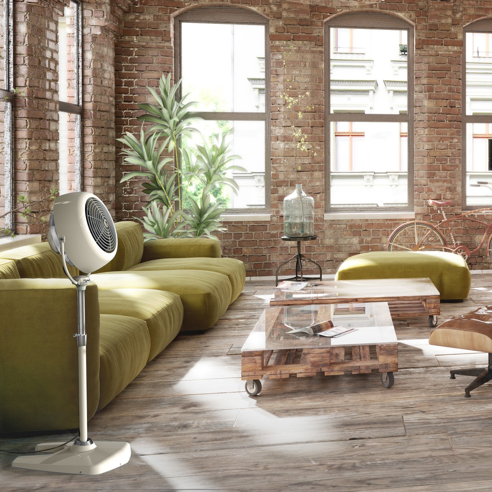 Vornado VFAN Sr pedestal metal-construction emphasizes durability and vintage charm.