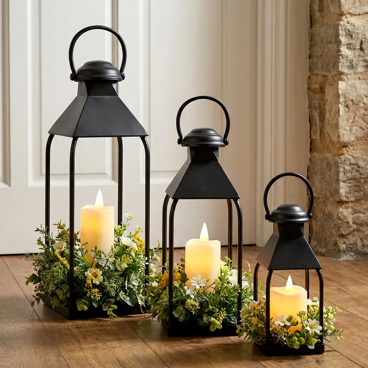 Vorplick decorative metal lanterns large front view for porch ambiance