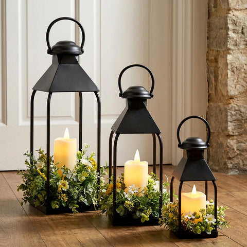 Vorplick decorative metal lanterns large front view for porch ambiance