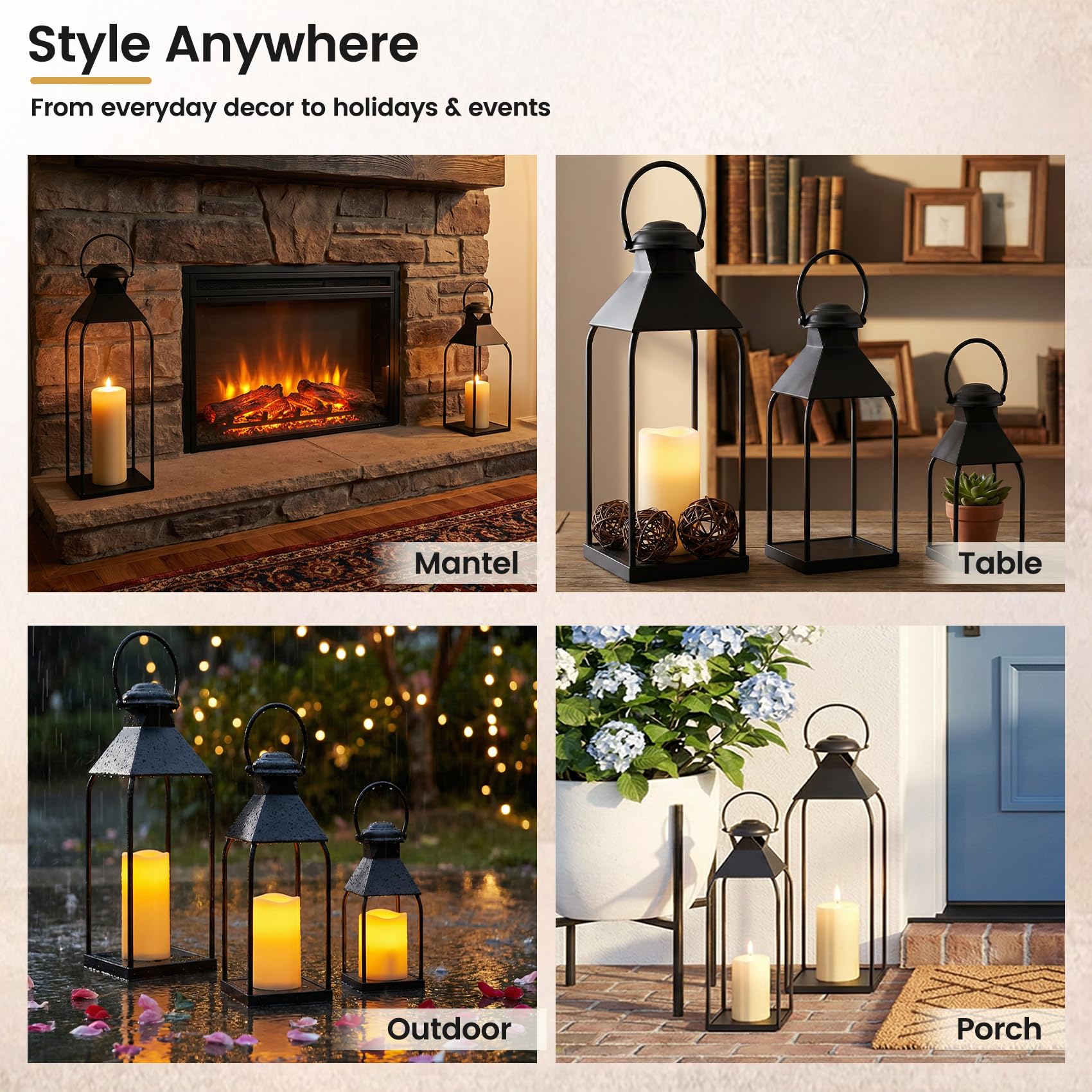 Vorplick black-finish lanterns ideal for fall or Christmas decor
