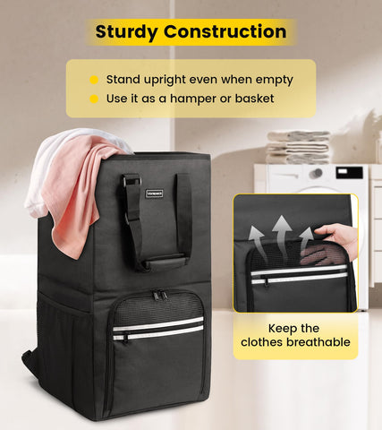 Vorspack multi-pocket design secures coins, cards, and detergent within reach.