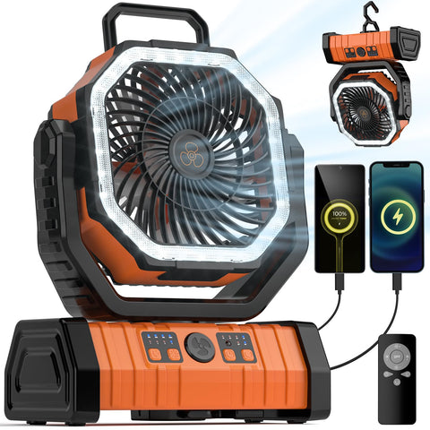 VOSFEEL camping fan with 20000mAh battery delivering long-lasting breeze outdoors