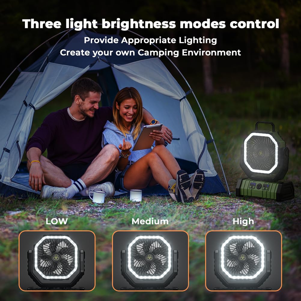 VOSFEEL camping fan offers 4 speeds for customizable airflow.