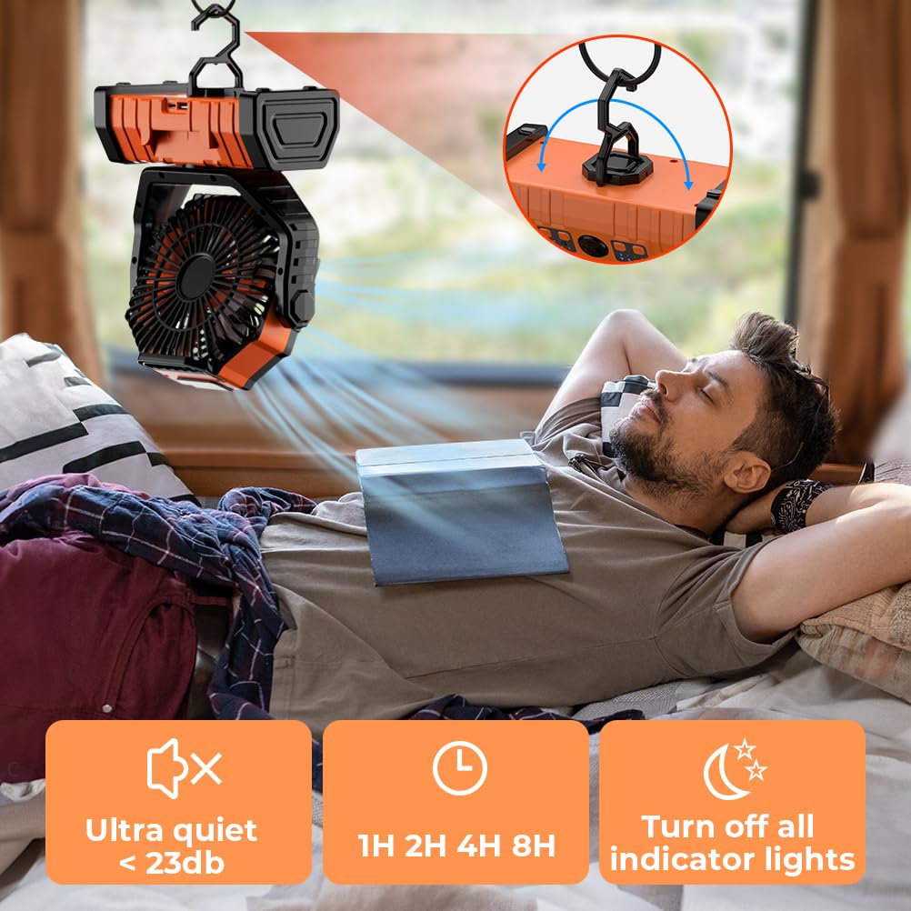VOSFEEL LED lantern integrated in the fan provides night lighting