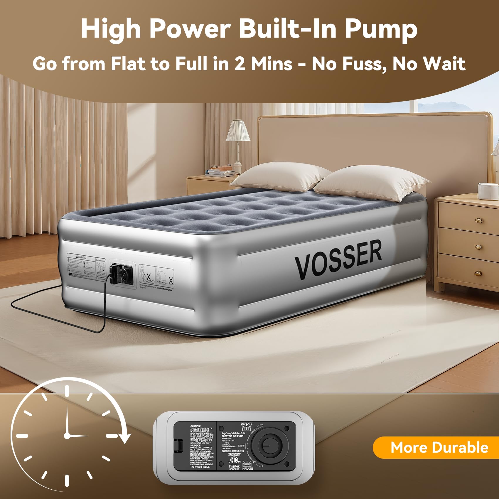 VOSSER includes carry bag for easy travel and storage.