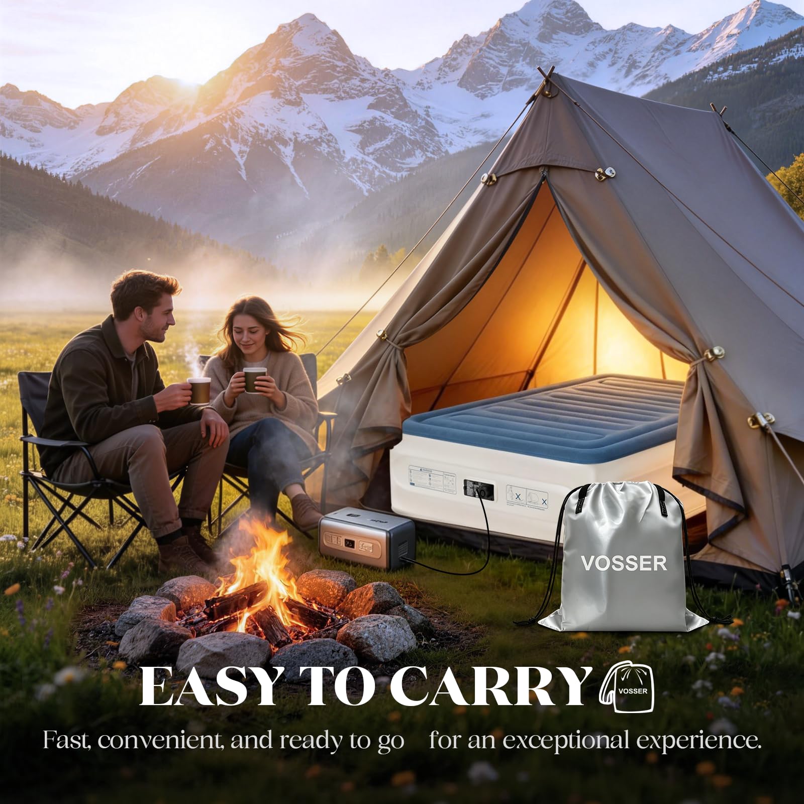 VOSSER queen air mattress 10-year warranty provides long-term peace of mind.