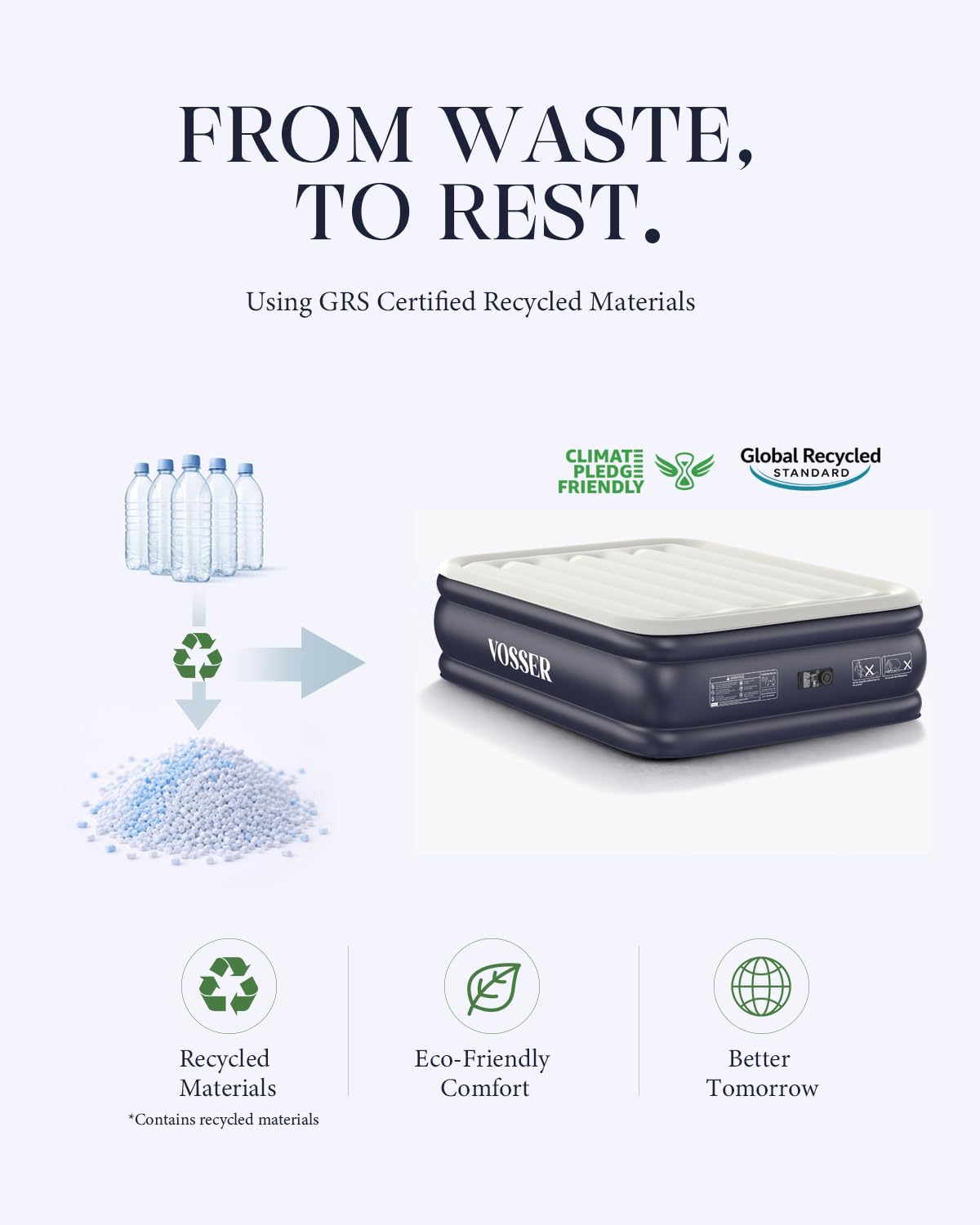Vosser air mattress ready for home guests or travel use