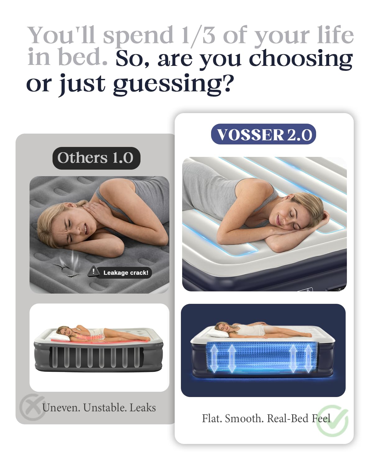 Vosser mattress with luxurious flocked top offering soft, skin‑friendly comfort