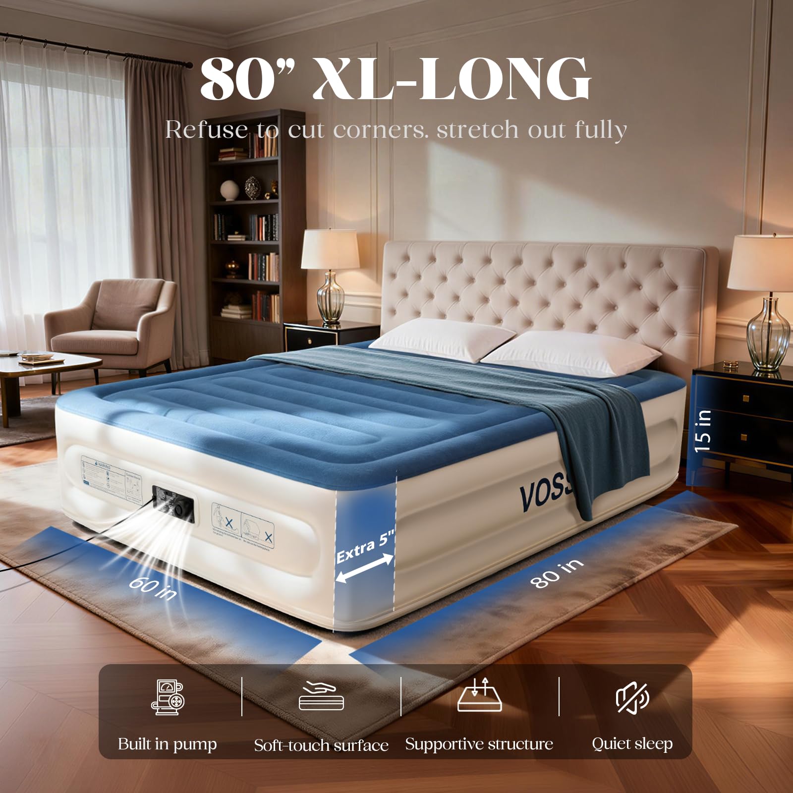 VOSSER queen mattress with velvety flocked top for comfort