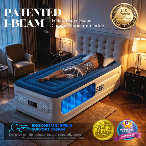 Built-in pump on the Vosser mattress inflates quickly for easy setup.