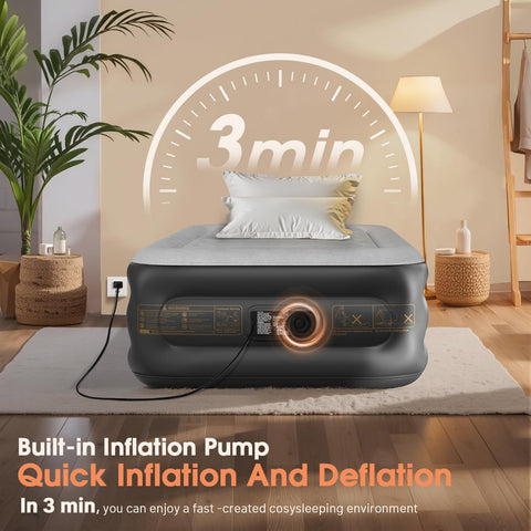 VOSSER Twin Air Mattress features 110V electric pump for reliable inflation.