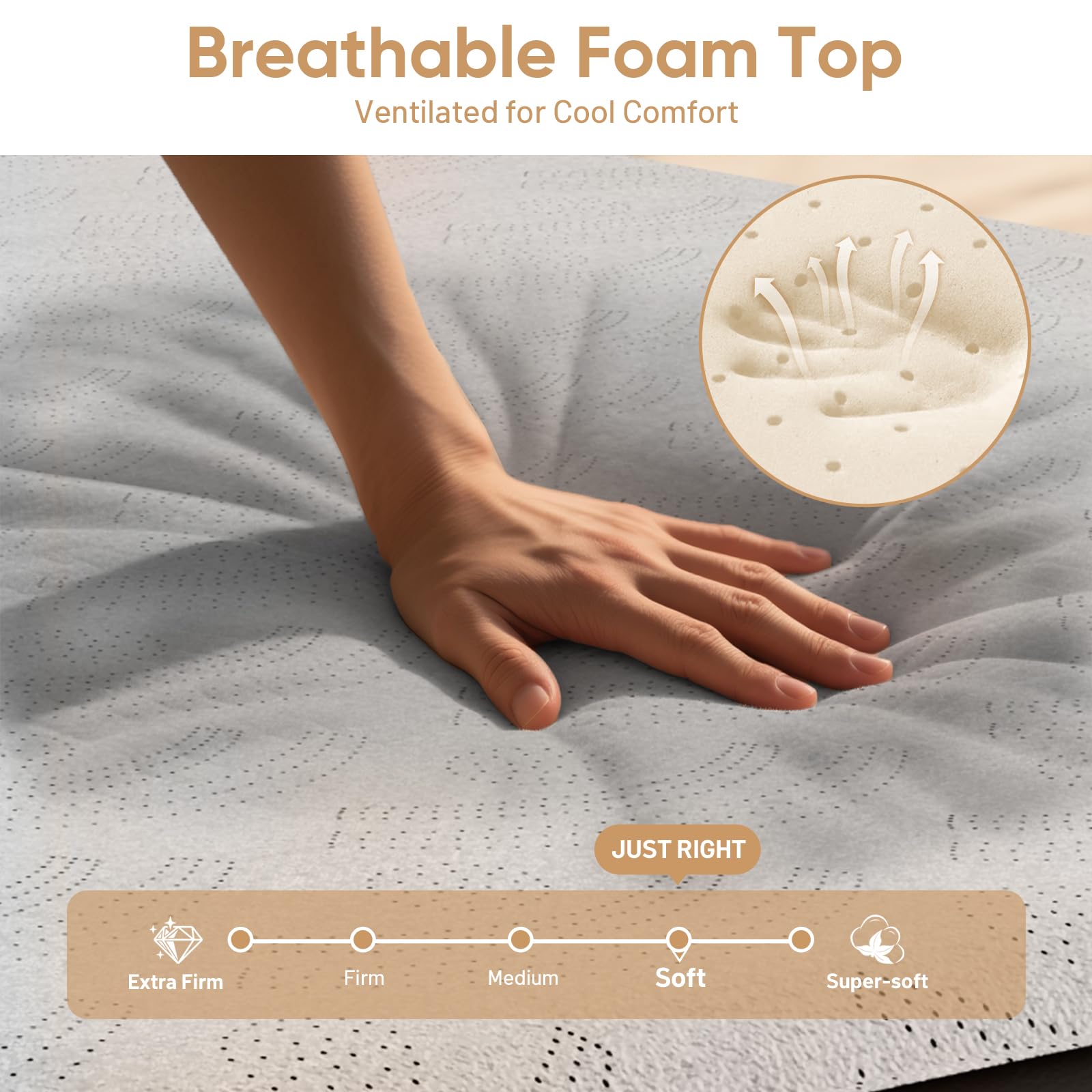 VOSSER foam topper close-up offering real-bed comfort and temperature regulation