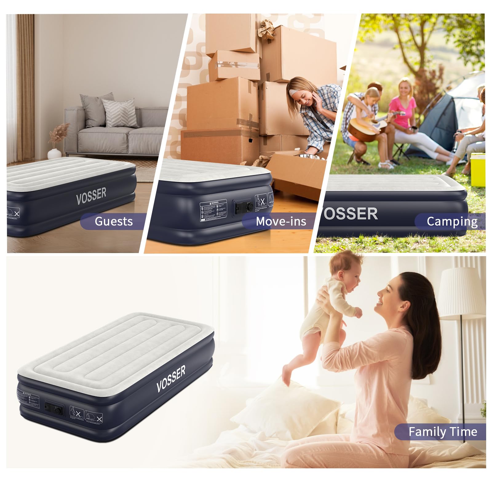 VOSSER versatile use for camping, guests, and temporary bedding.