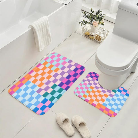 Vostolaiv retro gingham pattern brightens bathrooms with cheerful charm.