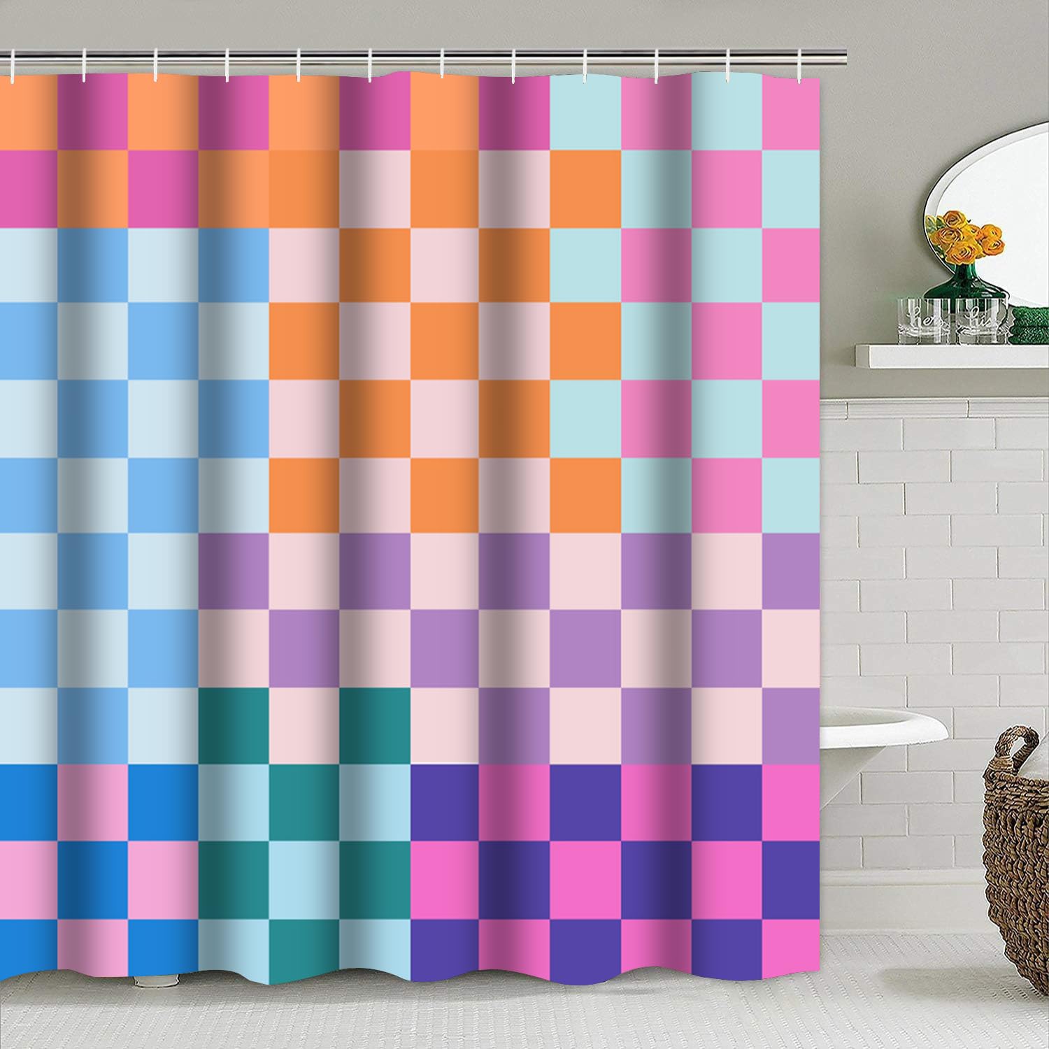 Vostolaiv 12 hooks organize shower essentials and keep curtain steady.