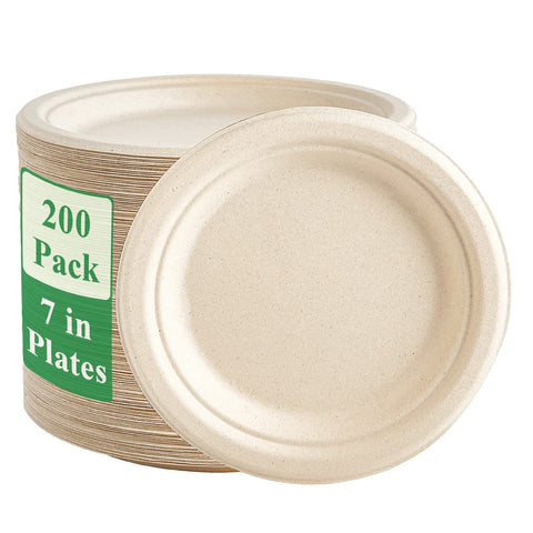 Vplus bagasse 7-inch plate natural fiber for sturdy, compostable dining.